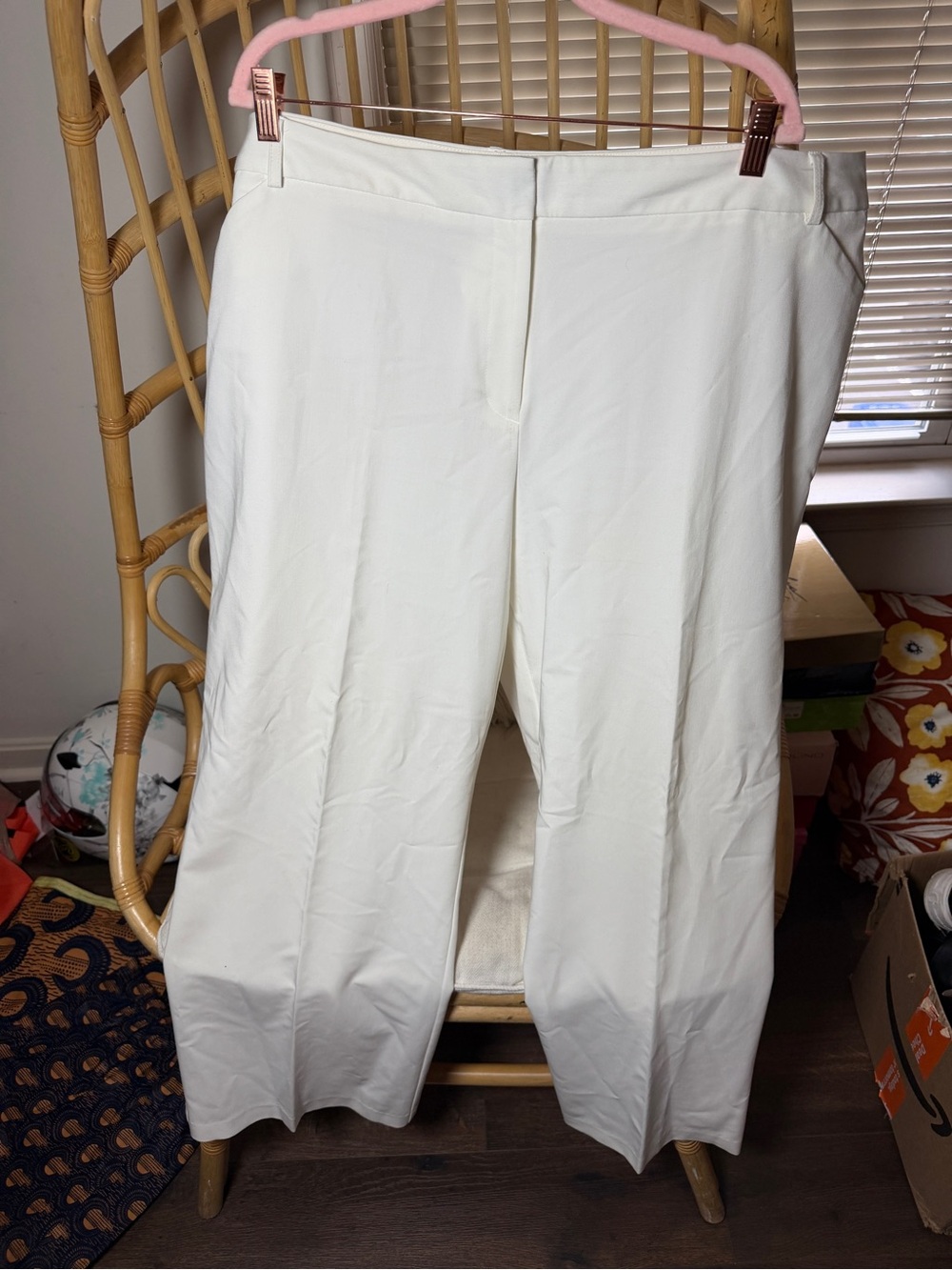 Ashley Stewart Plus Size 26W White Stretch Wide Leg Dress Pants Career Slacks